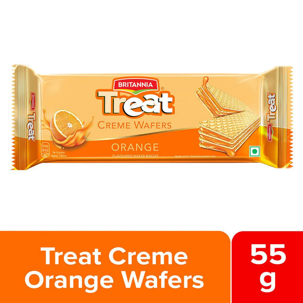 Britannia Treat Orange Creme Wafers Biscuits 55 g