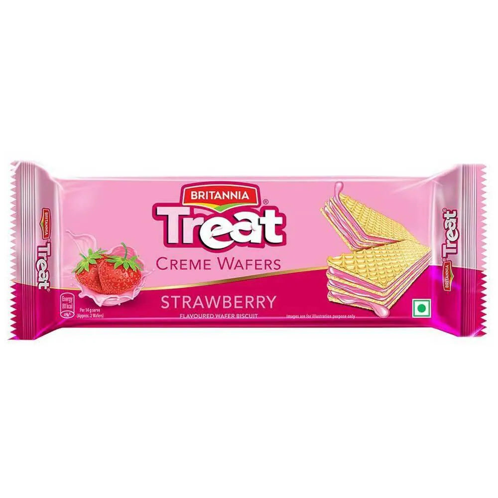Britannia Treat Strawberry Creme Wafers Biscuits 55 g