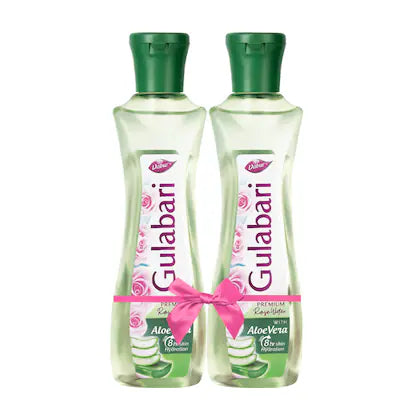 Dabur Gulabari Premium Rose Water with Aloe Vera - 800ml (400ml x 2) | Upto 8 HR Skin Hydration | Cleanses, Tones and Moisturises Skin | For All Skin Types