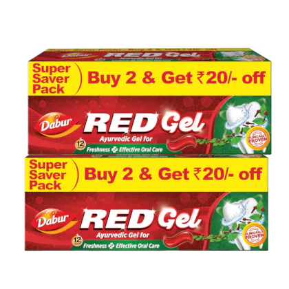 Dabur Red Gel Ayurvedic Toothpaste 600g - (150g x 2) x 2 | Reduction in Bad Breath, Plaque & Gingivitis | Freshness with Protection | For Healthy Gums & Effective Dental Care