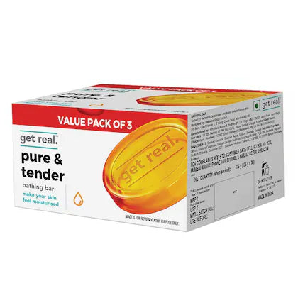 Get Real Pure & Tender Bathing Bar 125 g (Pack of 3)