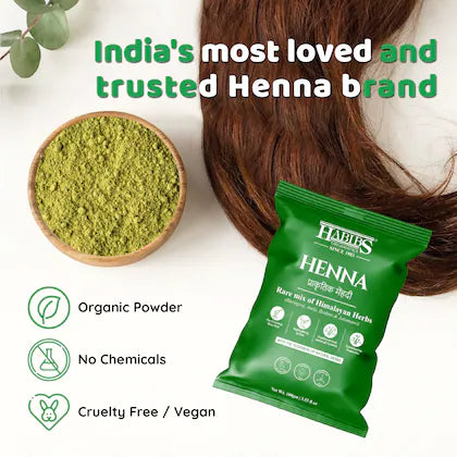Habibs Natural Henna Mehndi Powder Enriched with Bhringraj, Amla, Brahmi,Jatamansi For Natural Hair Coloring 100Gm Pack of 1
