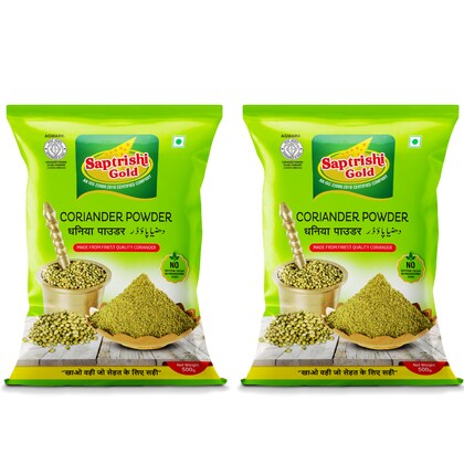 SAPTRISHI Gold Dhaniya Powder | Premium Coriander Powder for Curries & Masalas | 500g Pack of 2